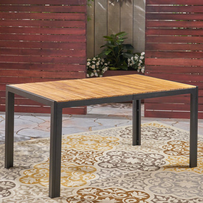 Table en bois avec structure en fer - conception moderne, l 58,41 po Profondeur x 35,83 po, largeur 30,2 po, extérieur élégant et fer à repasser, 59,3 L, 35,5 po, H 30 po, comptoir, facile à entretenir