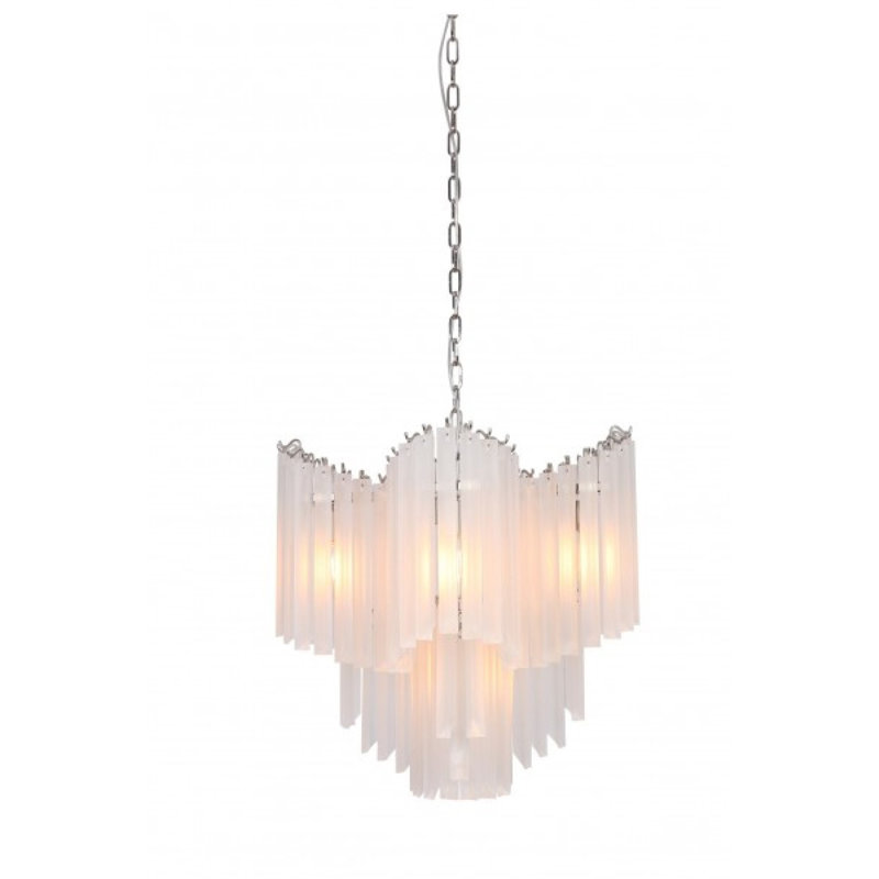 Lustre Tiemann, H 20 po x l 14 po x P 14 po, Transparent, Nickel brossé