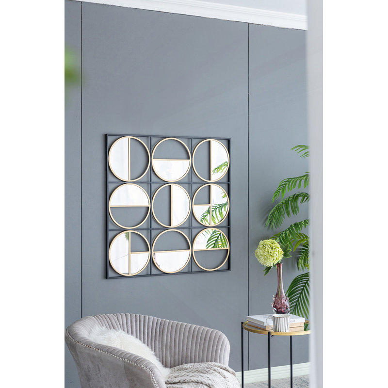 Miroir mural en métal noir