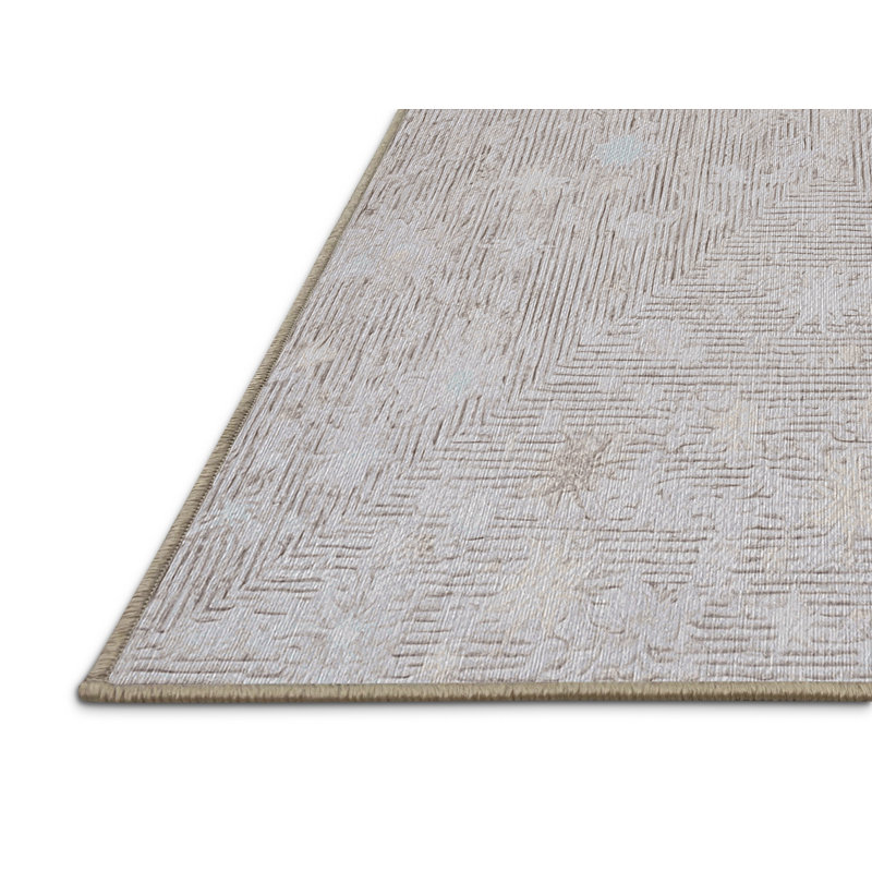 Machine Washable Beige Area Rug, Square 7'