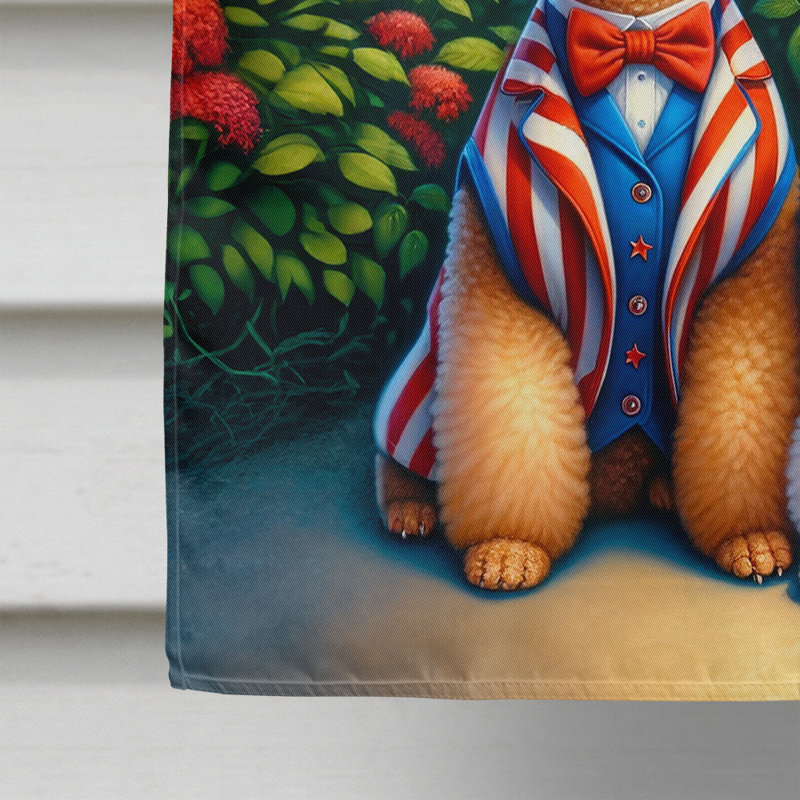 Drapeau «All American House», Étoile bleue / caniche à rayures rouges