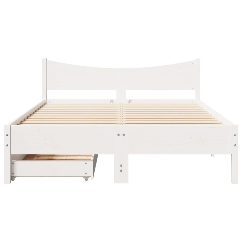 Solid Wood Storage Bed, White, 140 x 190cm