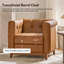 Fauteuil demi-tonneau carré en cuir véritable transitionnel 35,25 po Alisier-110361324