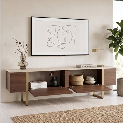 Modern Milano TV Stand with Top and Gold Legs (70.9'' W x 11.8'' D x 19.7'' H)