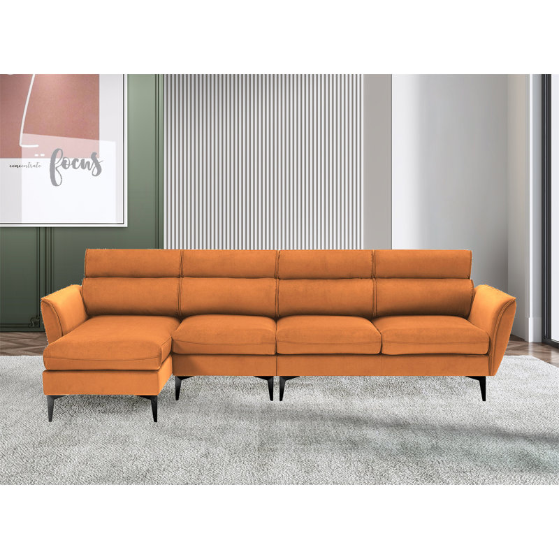 Canapé et chaise longue réversible Behka, 100 % polyester orange, Noir