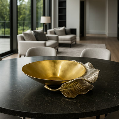 Bol décoratif en aluminium fabriqué à la main Kenesia - Centre de table moderne et luxueux pour la décoration intérieure