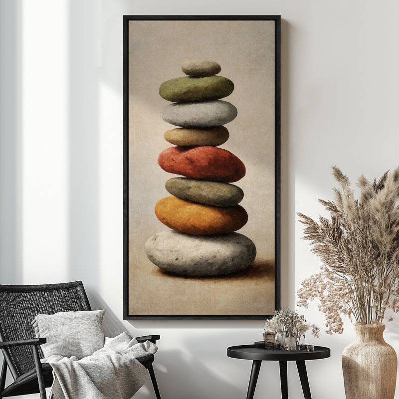 Impression sur toile encadrée, art zen, Noir, H 60 po x l 30 po