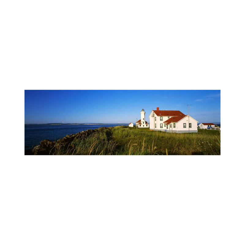 Lighthouse On A Landscape, Ft. Worden Lighthouse, Port Townsend, Washington State, USA - Wrapped Canvas Panoramic Print