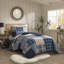 de literie en coton de deux pièces, courtepointe simple / simple TG, patchwork bleu marine moderne pour un confort toutes saisons