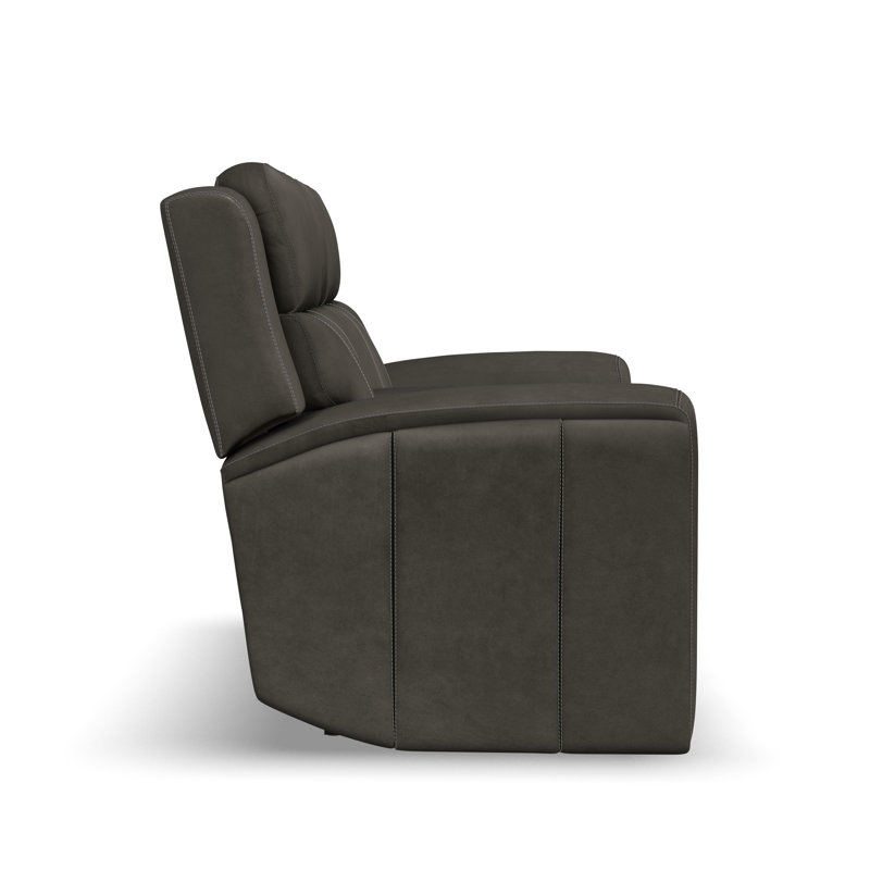 Harrison Power Reclining Loveseat With Console, Power Headrests & Lumba, Gray