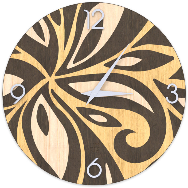 Dolcevita Wall Clock, 50cm H x 50cm W x 3cm D, Oak/Dark Brown/Beige
