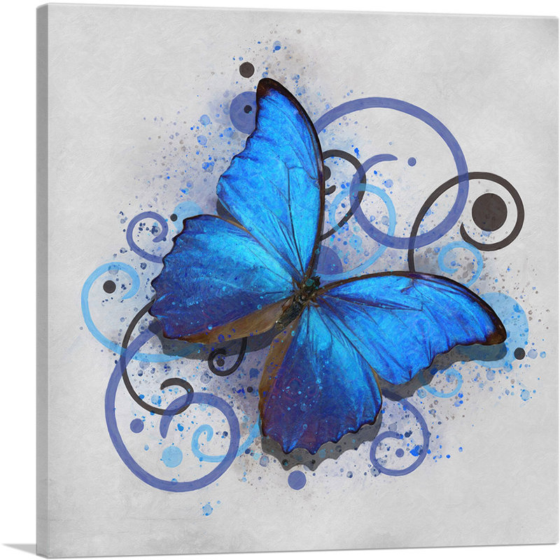 «Baby Blue Butterfly Wings», reproduction d'art sur toile tendue, H 26 po x l 26 po x P 0,75 po
