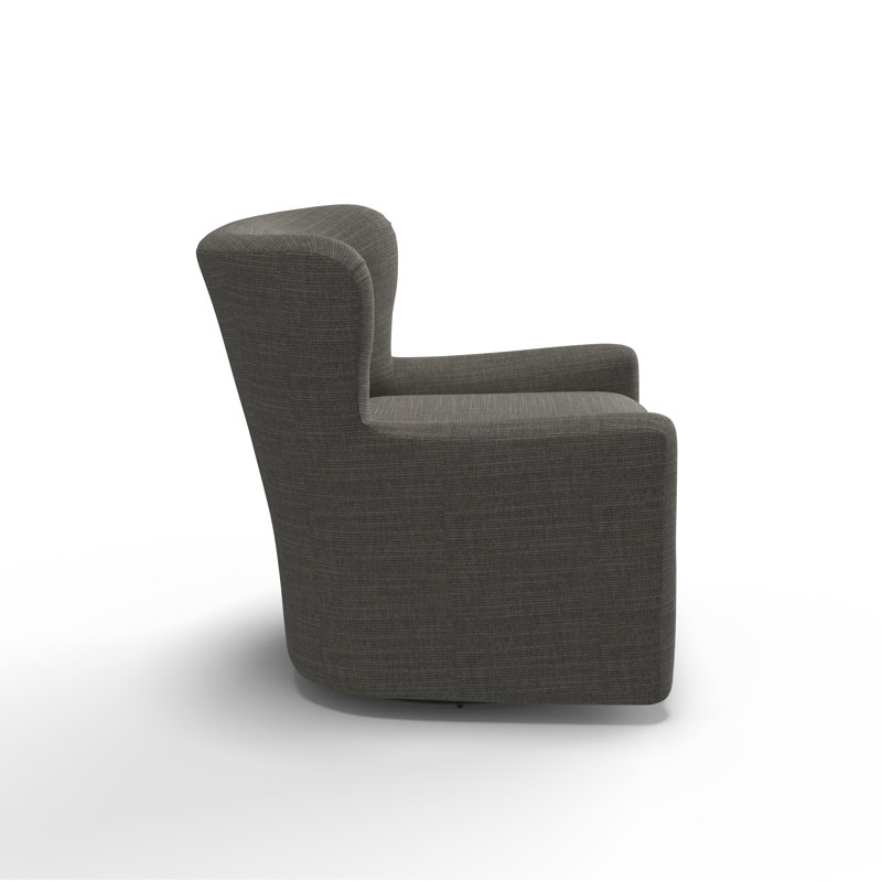 Bendigo Upholstered Swivel Barrel Chair, Slate Performance Weave