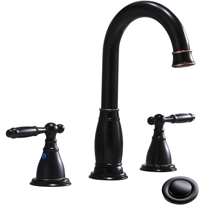 Widespread 2-handle Bathroom Faucet with Drain Assembly, Oil Rubbed Bronze