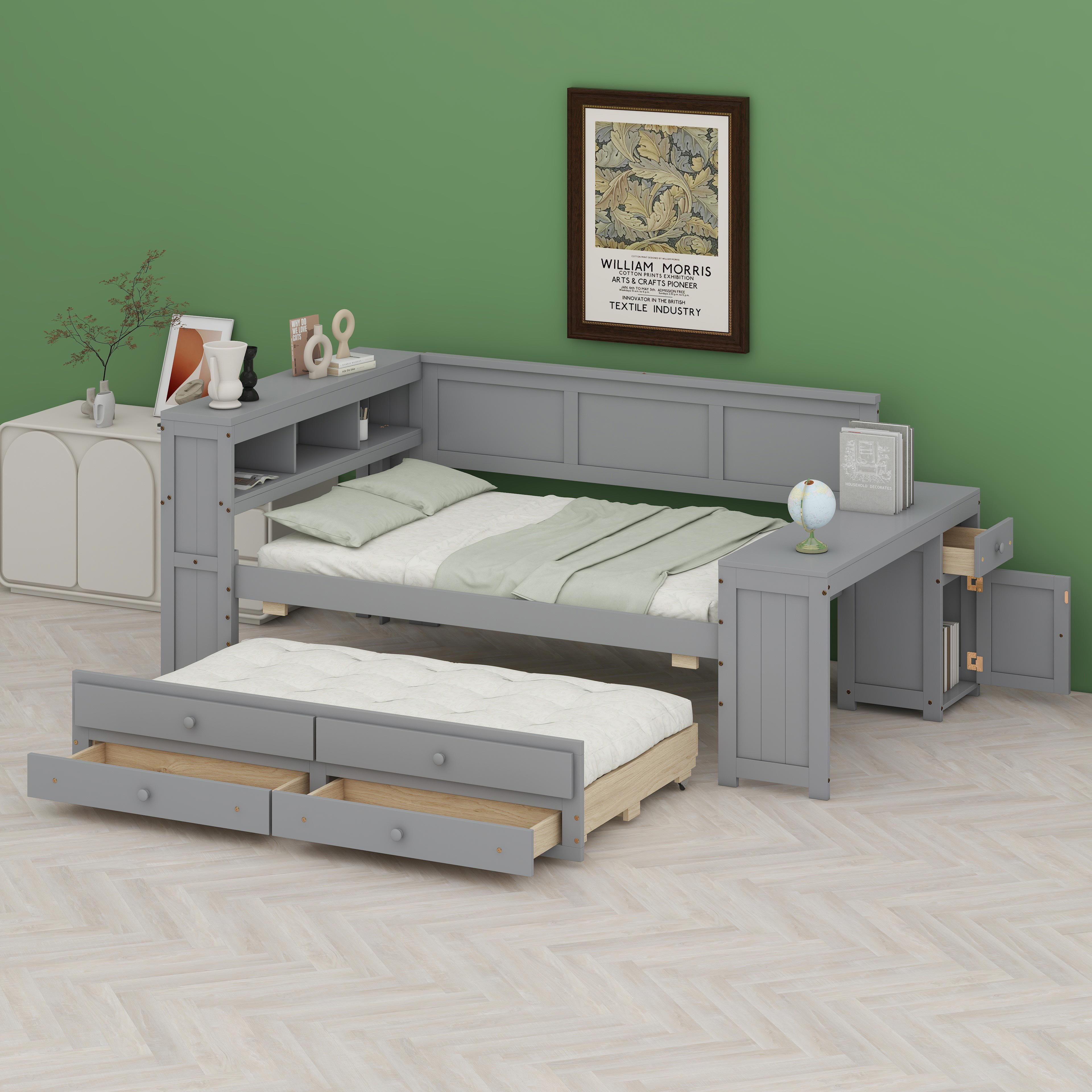 Latitude Run® Multifunctional Daybed With Integrated Storage, Trundle ...