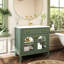 Lavabo de salle de bain 36 po, verre, éclairage à capteur de mouvement intégré, meuble-lavabo à tiroir 35,6 po, style médiéval avec éclairage et tablettes réglables pour plus de flexibilité-131517551