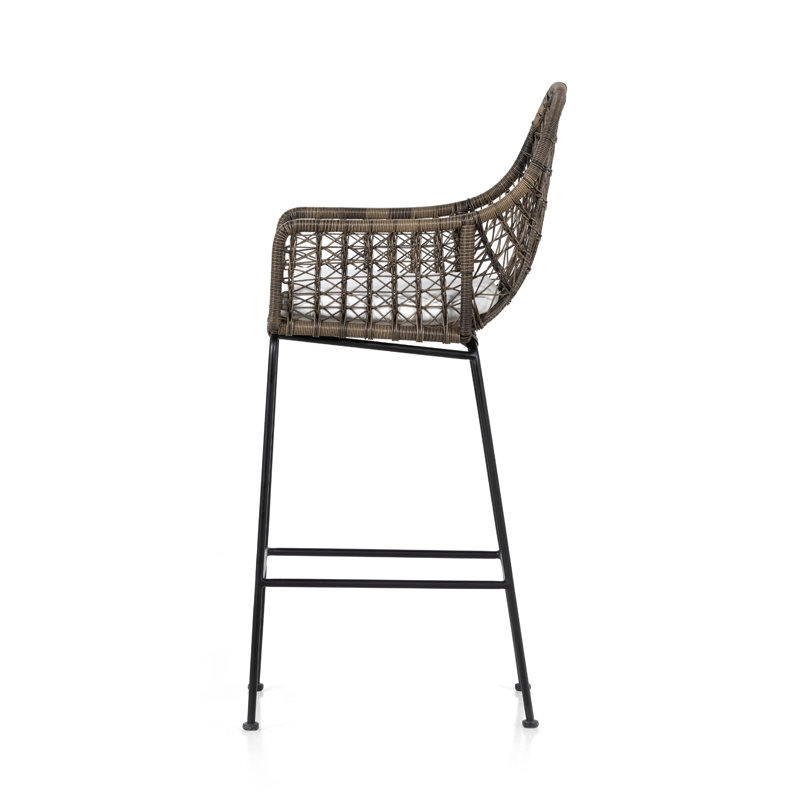 Bandera Outdoor Bar Stool, Beige/Gray, 30"