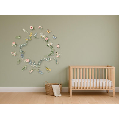 Mirror Flower Wall Decals, Set of 32 Peel and Stick Nursery Wall Stickers, Satin Finish Removable Kids Room Wall Art, 20"W x 20"H (50 x 50 cm)