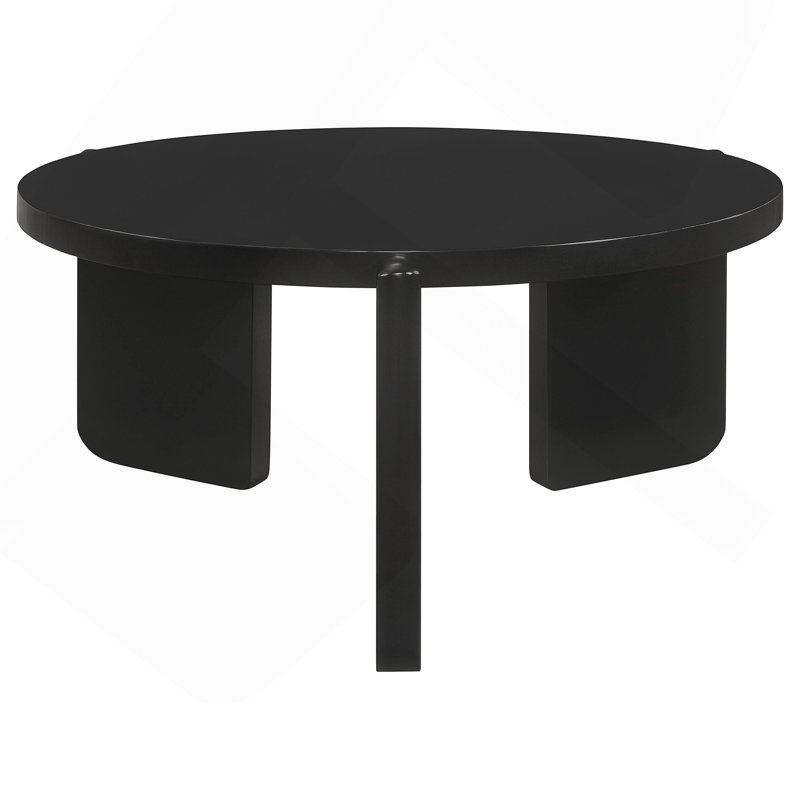 Coffee Table Black Round Solid Wood.