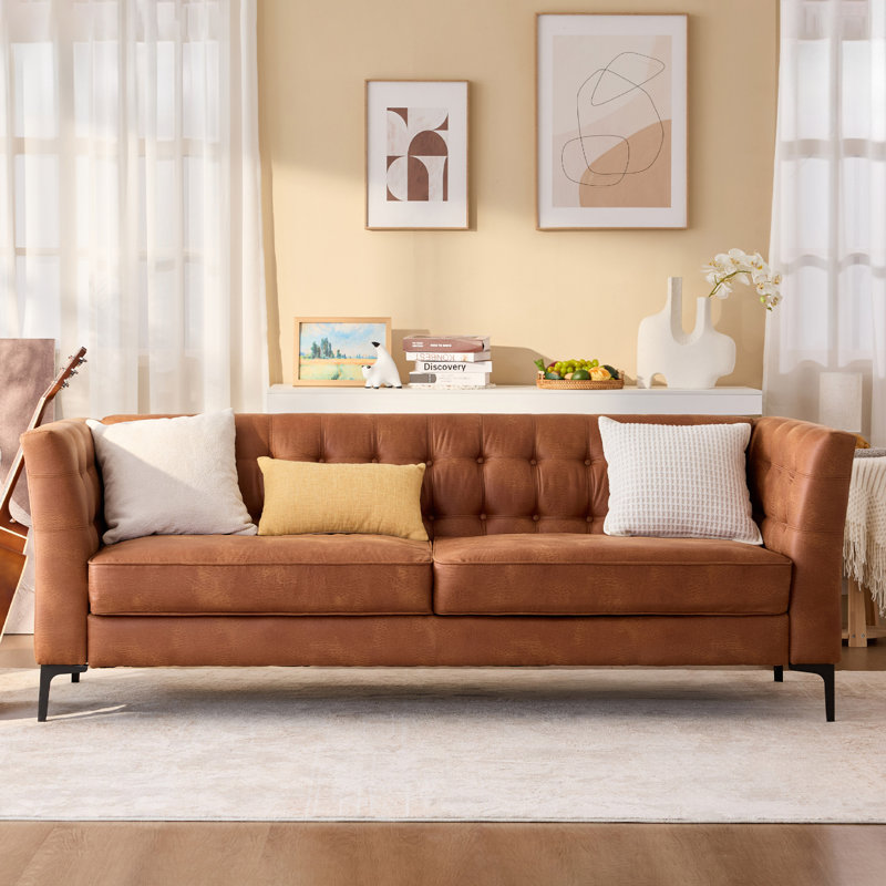Canapé capitonné 85,65 po Chesterfield, Chameau