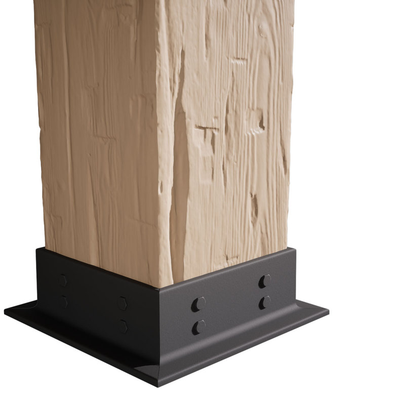 Enveloppe de colonne carrée Timberthane, H 192 po x l 18 po x P 18 po, Base et base en faux fer, Taillé à la main