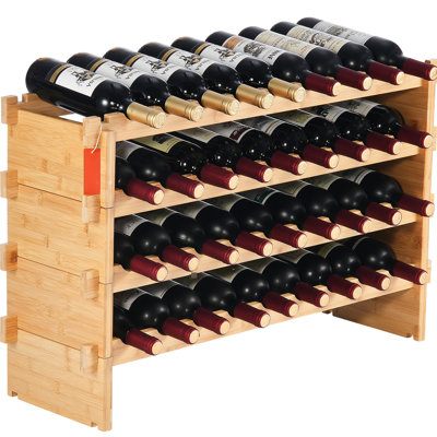 4 Wine Rack For 36 Bottles, Made Of Natural , Stable And Resilient 36 Modular Rack, Fits Champagne Smooth