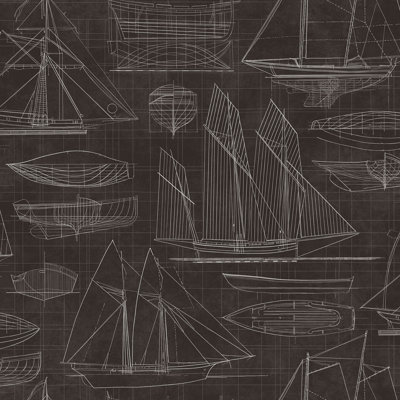 Deauville 2 Nautical Blueprint Wallpaper Roll
