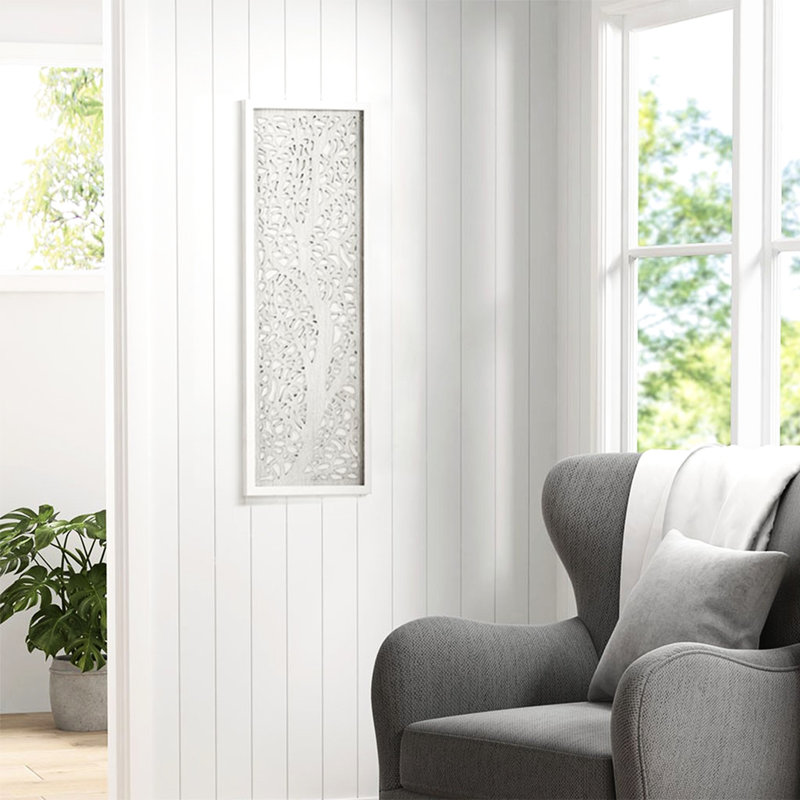 12"W Cut Tree Wall Art With Grey Tone Branch Design - Pattern