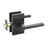 Helios Flat Keyed (Entry) Door Lever with Rectangle Rosette