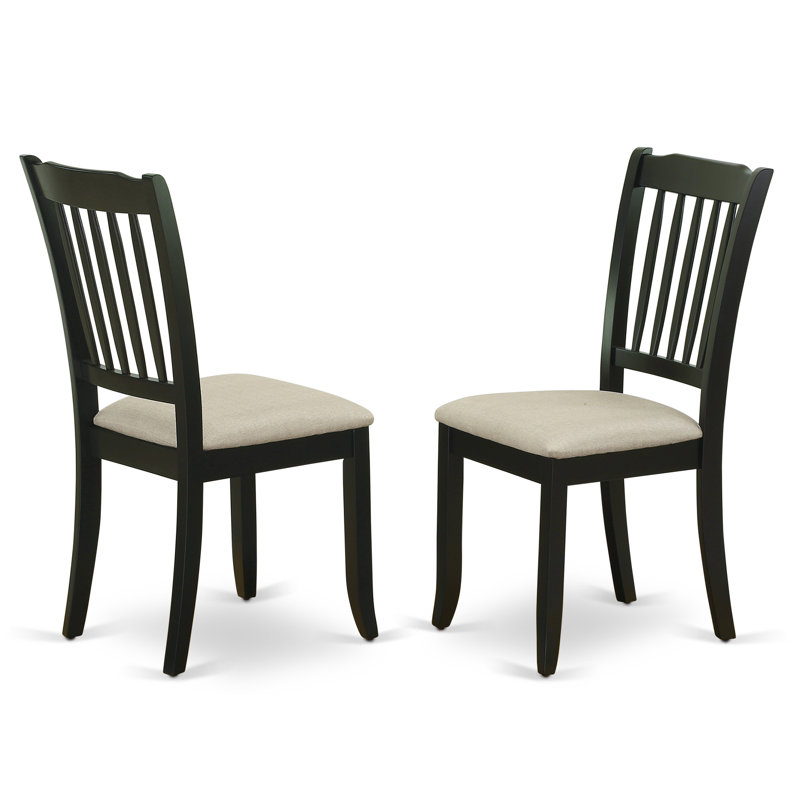 Danbury Kitchen Dining Chairs - Linen Fabric Upholstered Wooden Chairs, Set of 2, Black, 2, Black/Beige