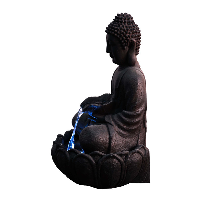 Resin Meditating Buddha Fountain with LED Light