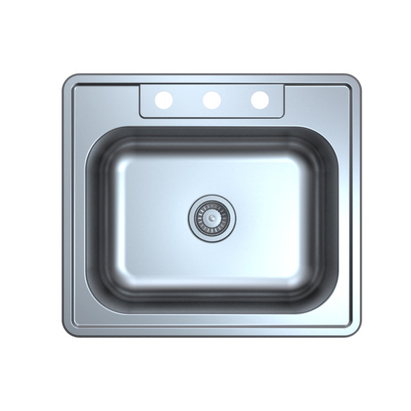 Design House 110619 Évier de cuisine encastré de calibre 23, acier inoxydable, 4 trous