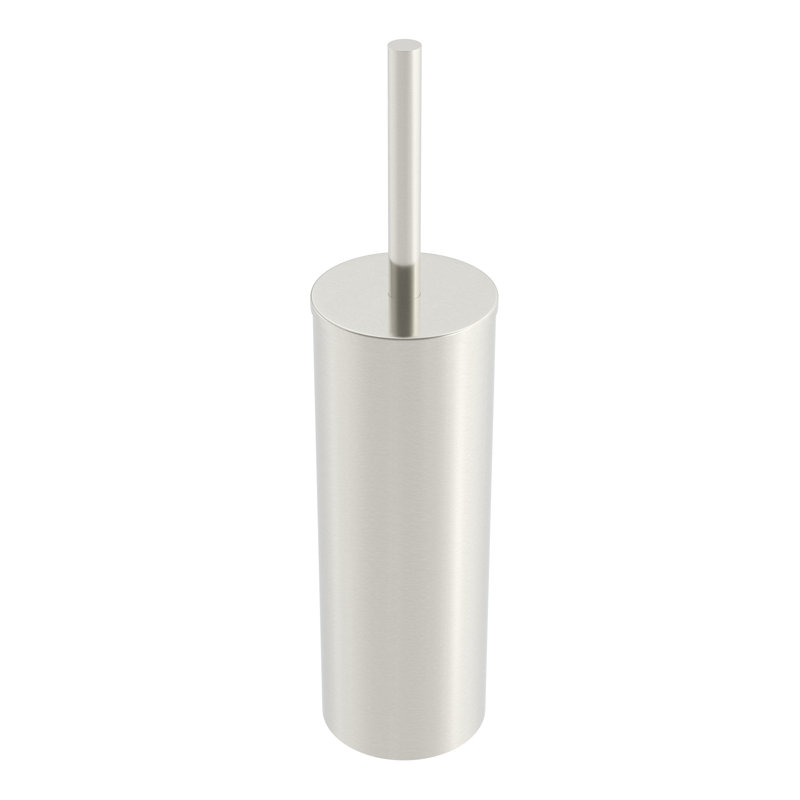 Freestanding Toilet Brush - Brushed Nickel, Premium Brass Construction, Brushed Nickel