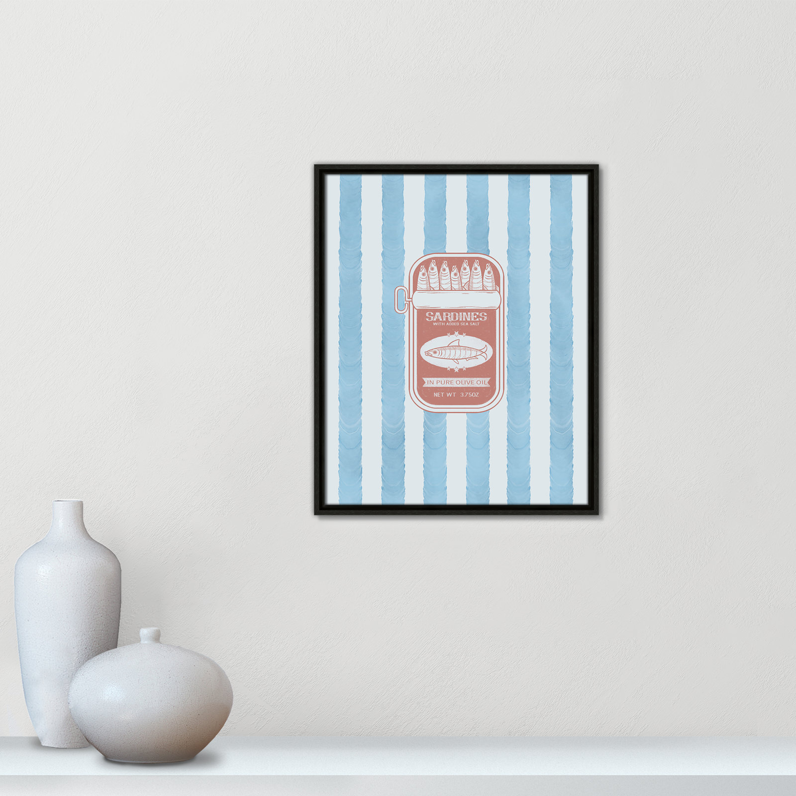 Salty Sardines Print by Marcus Prime, 17.5'' W x 21.5'' H, Espresso Floater