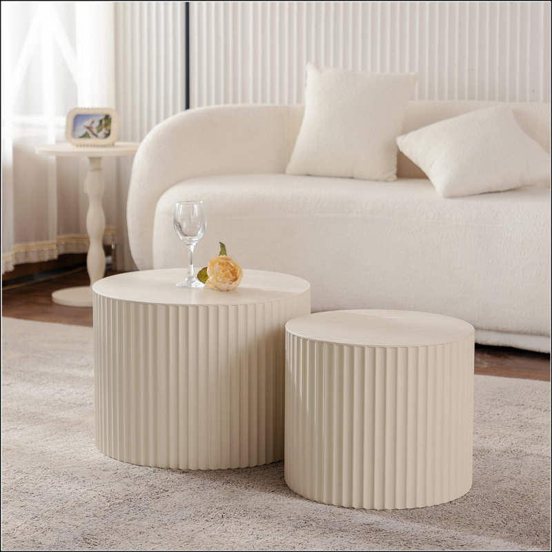 Ensemble de 2 tables basses gigognes beiges