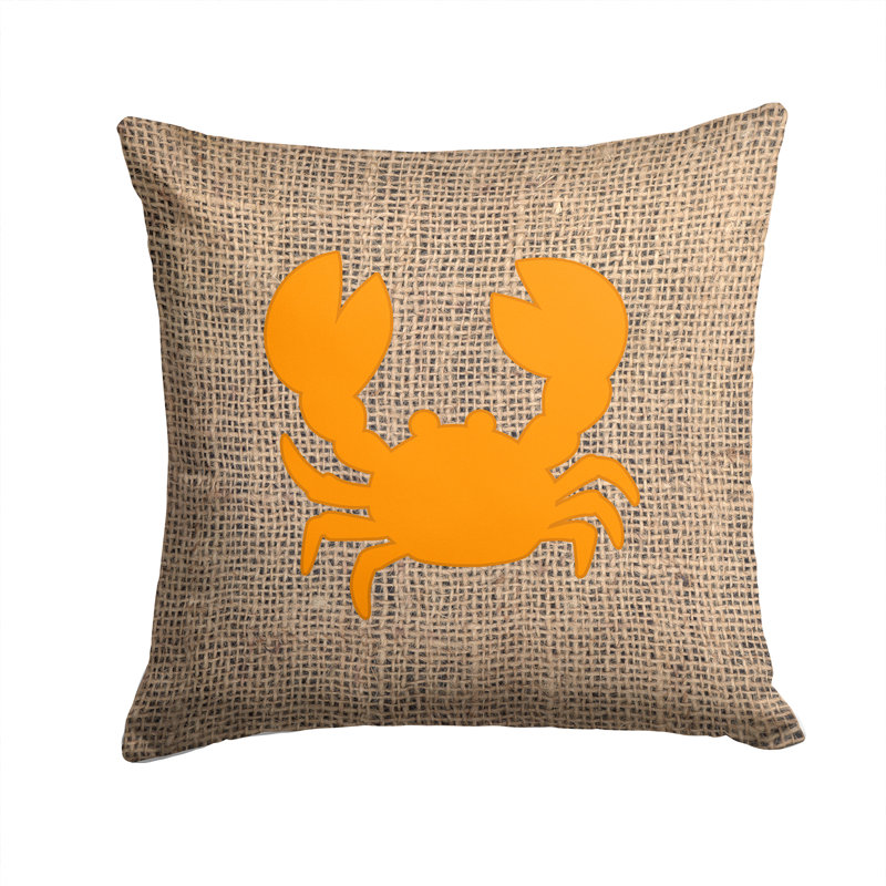 Coussin Crab Crab, Orange, H 14 po x l 14 po x P 4 po