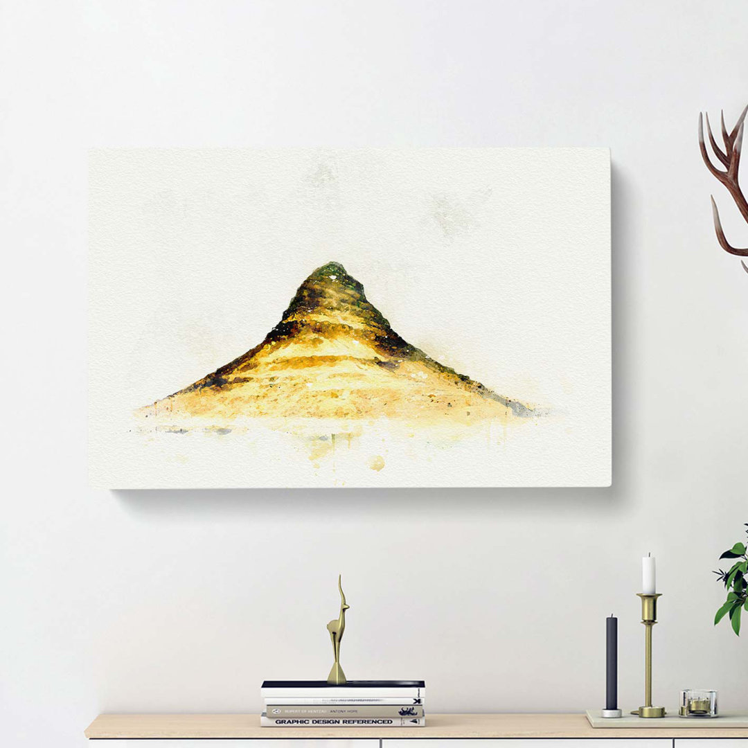 The Kirkjufell Mountain in Iceland in Abstract - Wrapped Canvas