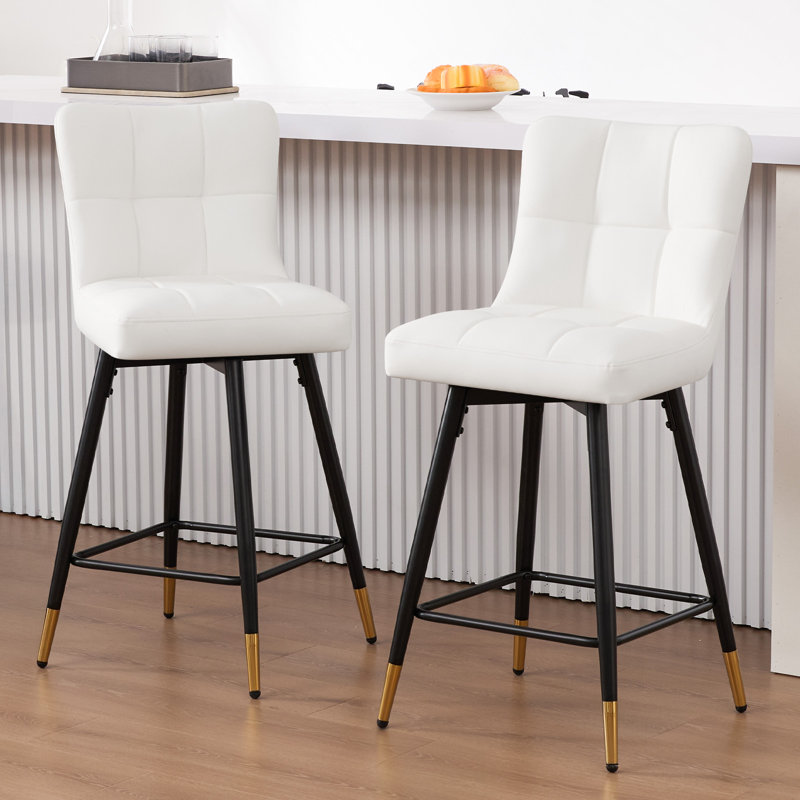 Tabouret de bar pivotant 26 po, Blanc, 2