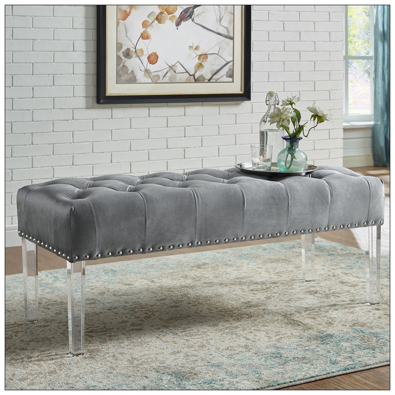 Keyilah Velvet Upholstered Bench, Gray