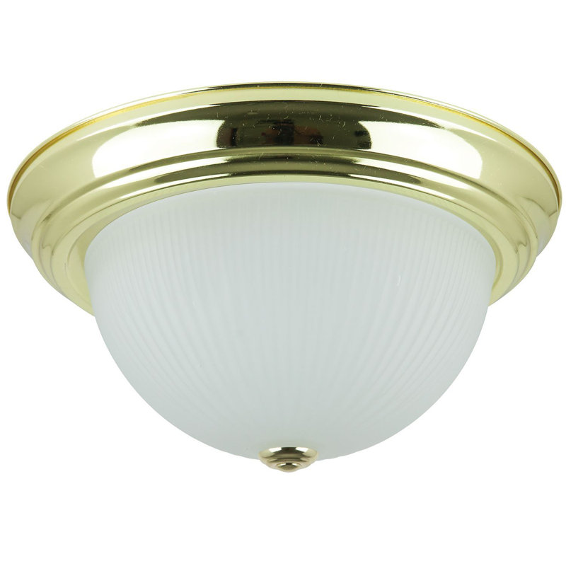 DBN218 FR 2-18W CF BRUSH NICKLE FROST Dome FIX, Laiton, H 13,5 po x l 13,5 po x P 13,2 po
