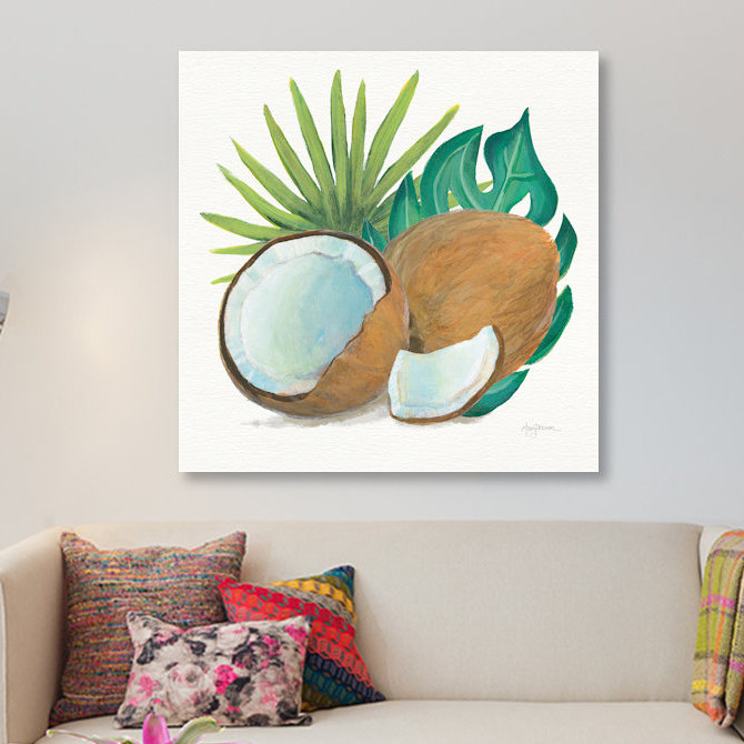 « coco palm v », reproduction sur toile tendue, H 26 po x l 26 po x P 1,5 po, Toile tendue, Pas de tapis