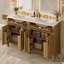 Meuble-lavabo de salle de bain en bois massif de 152 cm (60 pouces), avec cadre en bois massif, 4 portes à fermeture amortie, 2 tiroirs à charnières et tablette réglable.