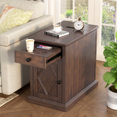 Classic Charging Livingroom End Table with USB Ports and Storage
