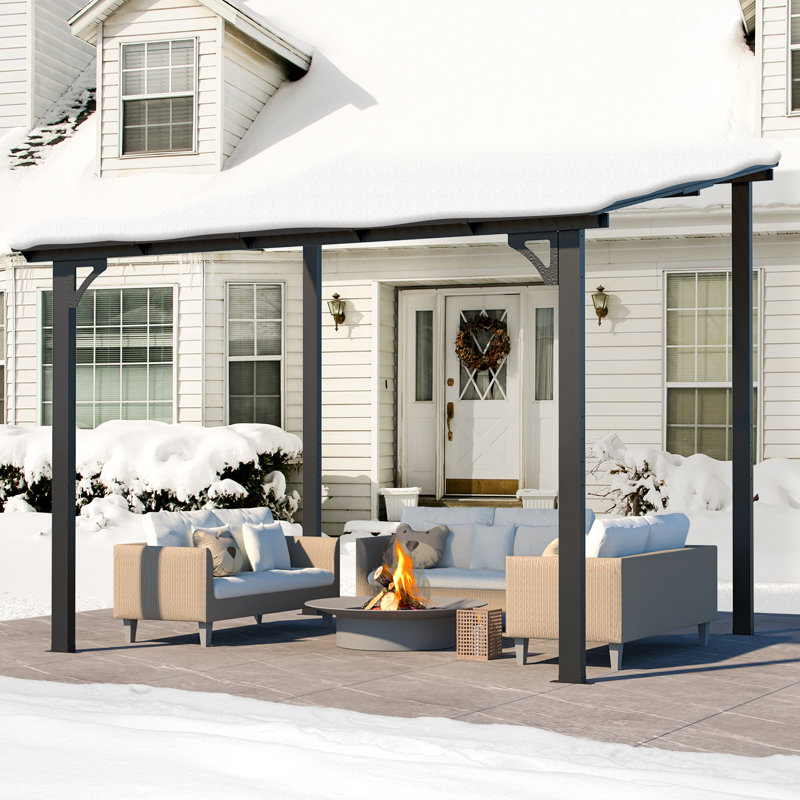 Aluminum Pergola with Canopy, 10 ft x 8 ft, Black