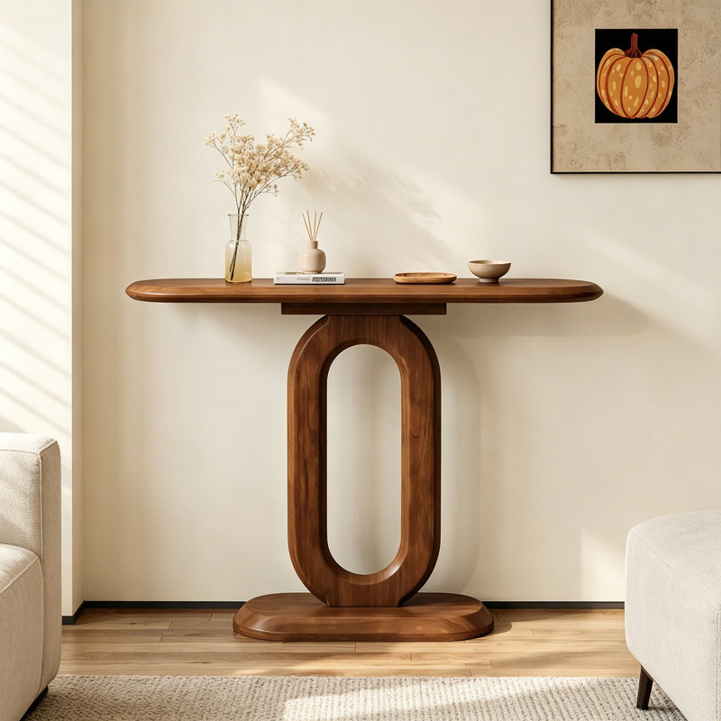 Sidra Solid Wood Top Console Table, 31.5" H x 47.24" W x 11.81" D, Black