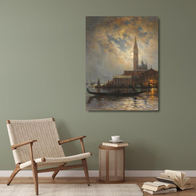 "Venise au clair de lune" par Alexei Petrovich Bogoliubov - Art sur toile tendue avec châssis