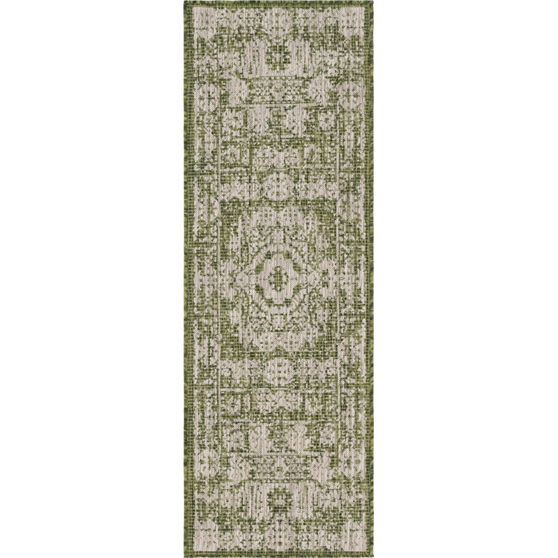 Cowie Green/Gray Indoor/Outdoor Area Rug, Runner 2'2" x 6'1"
