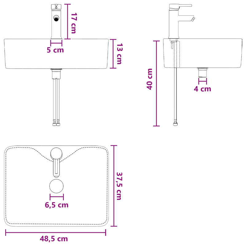 Belfry Bathroom 375mm W Metal Sink, Chrome