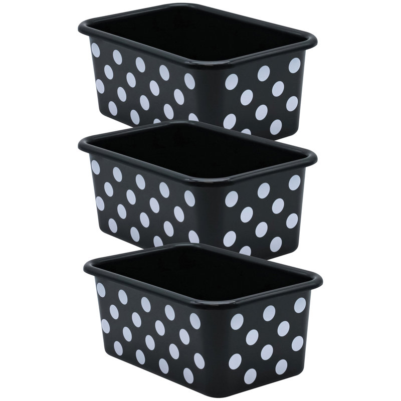 Grand casier de rangement à pois, H 7,75 po x l 11,38 po x P 5 po, Noir