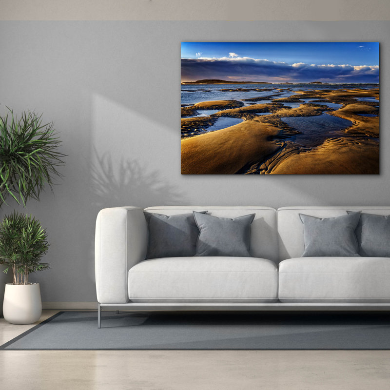 Toile épique Graffiti «Morning On Popham Beach» par Rick Berk, 60 po x 40 po